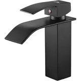 LuxusKollektion Waschtischarmatur Wasserhahn Bad Schwarz Wasserfall Armatur Messing Mischbatterie schwarz
