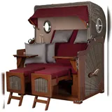 Mr. Deko Strandkorb Komplettset - bene living - Ammersee Mahagoni Bullauge - PE grau - Modell 594 - inkl. Liftersystem