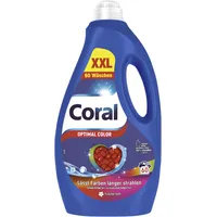 Coral Colorwaschmittel Optimal Color XXL Flüssigwaschmittel für länger strahlende Farben mit Farbpflege-Kraft natürlicher Herkunft 60 WL (Packung mit 2)