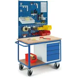 Rollcart Werkstattwagen 07-4308L2S1, Schubladenschrank, 2xLochplatten, 1xSchlitzplatte; Ladefläche: 1150x700mm, Tragkraft: 600kg