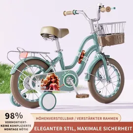 habib gruppe Mädchenfahrrad Klassik | Inkl. Luftpumpe | 6-teiligem Schutz-Set | Kohlenstoffstahlrahmen & Duales Bremssystem | Mitwachsend & sicher... | Türkis