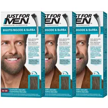 Just for Men Tinte Colorante En Gel Para Barba Y Bigote. Con Aloe y Aceite de Coco, para una Barba Sin Canas y con Aspecto Más Denso en 5 minutos. Tono Castaño Oscuro, M35 (3 Pack)