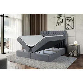 altdecor BOXBETT mit Matratze H3 und Lattenrost, - SERENE - 160x200 Dunkelgrau