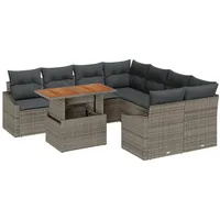 VidaXL 9-teiliges Garten Essset mit Kissen in Grau Poly
