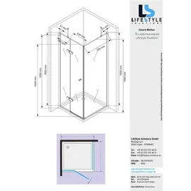Glaszentrum Hagen 80x80x195cm Hestia Duschkabine inkl. Tasse/Siphon
