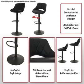 MCW Barhocker N64 2er Set drehbar höhenverstellbar  Weiß