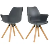 Livetastic Armlehnstuhl-Set, Dunkelgrau, Kunststoff, Buche, massiv, Stativgestell, 58x84x61 cm, Esszimmer, Stühle, Esszimmerstühle, Esszimmerstühle-Set
