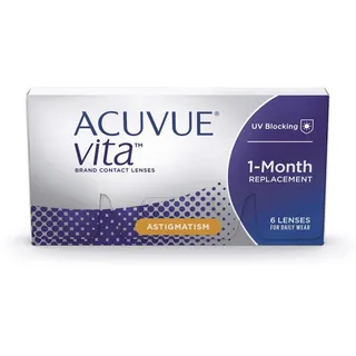 Acuvue Vita for Astigmatism 6 St. / 8.60 BC / 14.50 DIA / -1.75 DPT / -2.25 CYL / 80° AX