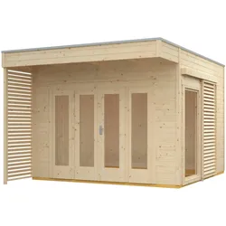 Gartenhaus SKANHOLZ "Tokio 2", beige (natur), Fußboden im Gartenhaus, Holzwerkstoff, Gartenhäuser, doppelschalig