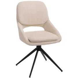 Mendler 2er-Set Esszimmerstuhl HWC-N73, Küchenstuhl, drehbar Auto-Return, Stoff/Textil Chenille (490g/m2) Öko-Tex ~ creme-beige