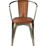 Trademark Living Esszimmerstuhl glänzend mit Leder ohne Polsterung in Cognac Farbe (4er Set)