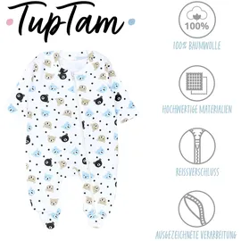 TupTam Unisex Schlafstrampler 3er Pack Baumwolle mit Fuß Jungen, Gr. 74 - 74