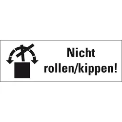 Aufkleber I Hinweisetikett Nicht Rollen/kippen, weiß, Haftpapier, permanent, 147x50mm, 250/Rolle