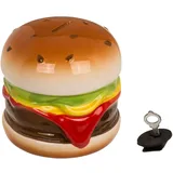 Out of the Blue Keramik Spardose im Hamburger Design ca. 15cm Cheeseburger mit Öffnung & Schloss