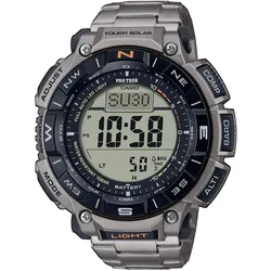 Chronograph CASIO PRO TREK, silber (titansilberfarben), Armbanduhren, Herren, Quarzuhr, Armbanduhr, Herrenuhr, Funk, Solar, Stoppfunktion, Weltzeit