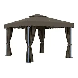 vidaXL Pavillon mit Vorhängen 3 x 3 m taupe