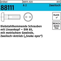 Industrial Quality Supplies DIN 85 Diebstahlhemmende Linsenkopfschraube M3x16 Edelstahl