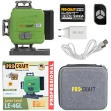 PROCRAFT LE-4GL Akku Kreuzlinienlaser 3,7 V 40 m grün selbstnivellierend