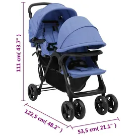 vidaXL Tandem-Zwillingskinderwagen Marineblau