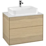 Villeroy & Boch V&B Waschtischunterschrank Wandbeleuchtung Finion 80x60,3cm, Abd.-Pl. wh. matt, Oak Veneer
