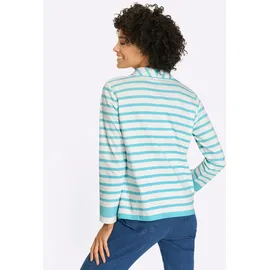 Classic Basics Sweatshirt Geringelt Aquamarin/Ecru 48