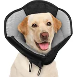 AOFITEE Halskrause Hund Weich, Verstellbarer Hundekragen Bequem Leckschutz Hund, Atmungsaktiver Hundehalsband Schutzkragen für Hunde Elisabethanischer Vorbeugung von Biss- und Leckwunden, Schwarz, XL