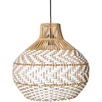 Beliani Hängeleuchte Yauco Rattan Weiß