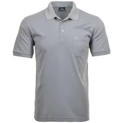 RAGMAN Herren Poloshirt - Oberteil, Softknit-Polo, Baumwollmischung, Brusttasche, Knopfleiste, kurz, einfarbig Hellgrau L
