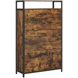 VASAGLE Schuhschrank 80 x 130 x 30 cm vintage braun / braun