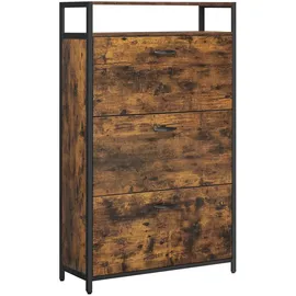 VASAGLE Schuhschrank 80 x 130 x 30 cm vintage braun / braun
