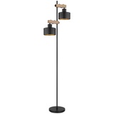 ETC Shop Stehlampe höhenverstellbar Wohnzimmerlampe Holzoptik schwarz-gold, H 168 cm