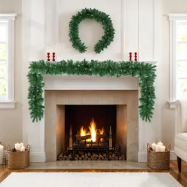 Tectake tectake® Weihnachtsgirlande, naturgetreu, 270 cm, 180 Zweige, mit Schlaufe zum Aufhängen