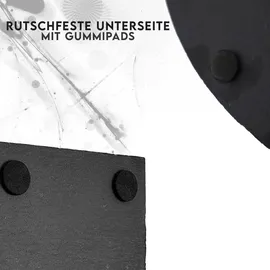 hausleben 4er Set Schieferplatten rund Ø 25 cm – Servierplatten aus Naturstein | Edle Schiefer Teller für Käse, Sushi, Tapas & Deko | Rutschfest, Lebens...