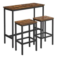 VASAGLE Stehtisch mit 2 Hocker Braun-Schwarz