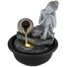 GLOBO Brunnen Fontana Buddha Kunststoff Schwarz Matt