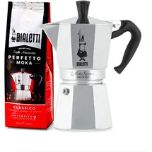 Bialetti Moka Express 6 Tassen silber inkl. Perfetto Moka Classico 250 g