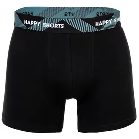 Happy Shorts Herren Boxer Shorts, 3er Pack - Retro Jersey, Logobund Schwarz S