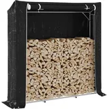 vidaXL Brennholzregal mit Regenschutz 200x40x200 cm Verzinkter Stahl - Schwarz