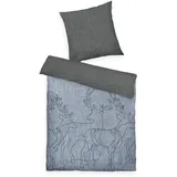 Tom Tailor HOME Wendebettwäsche Lennart in Gr. 135x200, 155x220 oder 200x200 cm, ideal für Weihnachten, Flanell, 2 teilig, Flanell kuschelig warm im Winter, Weihnachtsbettwäsche aus Baumwolle blau