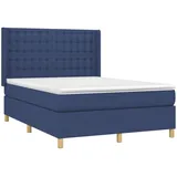 vidaXL Boxspringbett mit Matratze Blau 140x200 cm Stoff