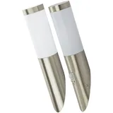 GLOBO Außenwandlampe mit Bewegungsmelder Fassadenleuchte Terrassenlampe Edelstahl Gartenlampe, 1x E27, Dxh 7,6 x 39/40,5 cm, 2er Set