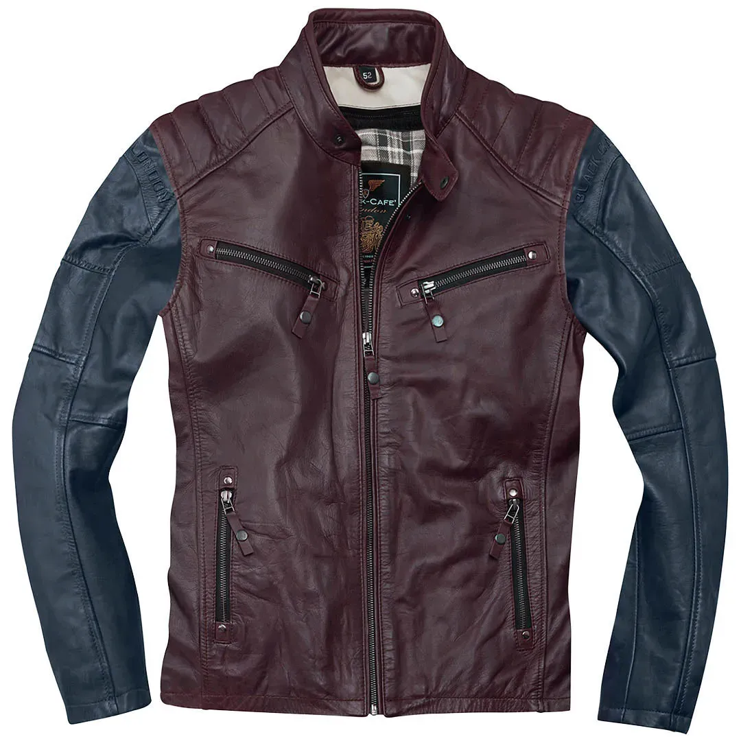 Black-Cafe London Firenze Lederjacke, rot-blau, Größe 50 für Männer