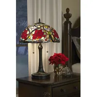 Braun Bunt Klassisch Tiffany Tischlampe Nachtlampe 2x60W/E27 40,6x58,4 [cm]