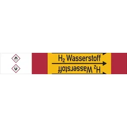 Rohrleitungskennzeichen H2 Wasserstoff - 33000x105 mm Folie selbstklebend