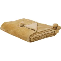 Beliani Saitler Kuscheldecke 200 x 220 cm Senfgelb