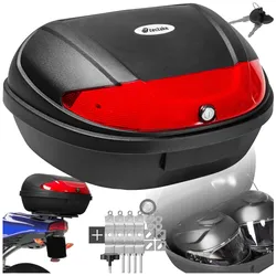 tectake® Motorradkoffer, Volumen 48 l, Platz für 2 Helme, für Mofas, Roller, Motorräder und Quads, kleiner und großer Reflektor