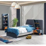 JV Möbel Kinderbett 3tlg. Schlafzimmer Set 90 x 200 cm Holz blau