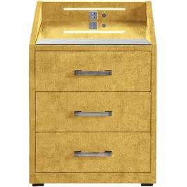 MID.YOU Nachtschrank MOON 47 x 61 x 46 cm Gelb/Gold