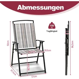 Costway Hochlehner Gartenstuhl 61,5 x 61,5 x 92 cm grau 2 St.