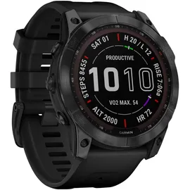 Garmin fenix 7X Sapphire Solar schwarzes DLC-Titan mit schwarzem Armband